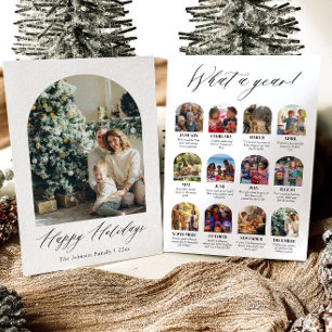 Modern boogjaar in Review Familiefoto Kerst Feestdagenkaart