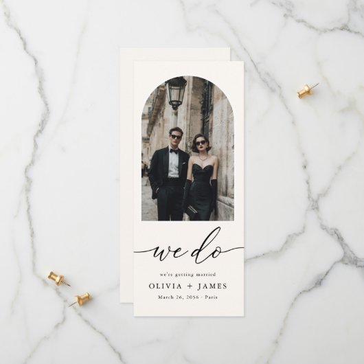 Modern Bookmark Arch Photo Wedding Save the Date (Devant/Arrière en situation)