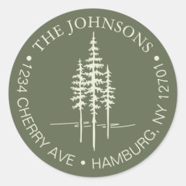 Modern Boom Bos Rustieke Huwelijk Retouradres  Ronde Sticker