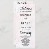 Modern Bord Roze en Blauw Marmeren Trouwprogramma (Voorkant / Achterkant)