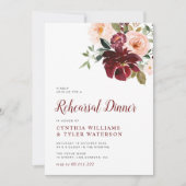 Modern bordeauxrood & blozend repetitiediner kaart (Voorkant)