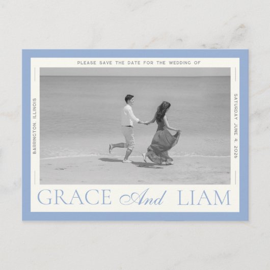 Modern Border Elegance Foto Opslaan Datum Briefkaa Aankondigingskaart (Voorkant)