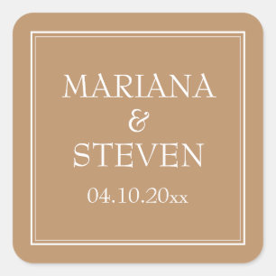 Modern Border Minimalist Tan Beige Vierkante Sticker