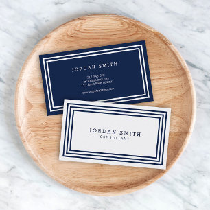 Modern Borders Dual Color Wit en Navy Blue Visitekaartje