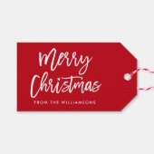 Modern Borstel Script Star Merry Christmas Cadeaulabel (Voorkant (Horizontaal))