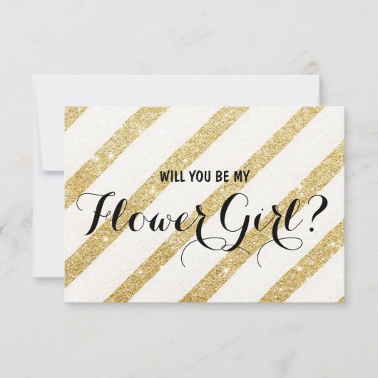 Modern borstelgouden streep word mijn FlowerGirl Kaart (Voorkant)