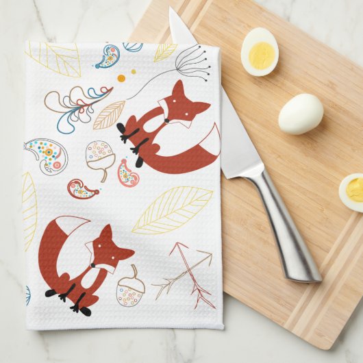 modern bos Dieren Fox Pattern Theedoek (Quarter Fold)