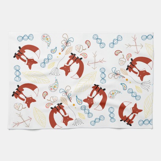 modern bos Dieren Fox Pattern Theedoek (Horizontaal)