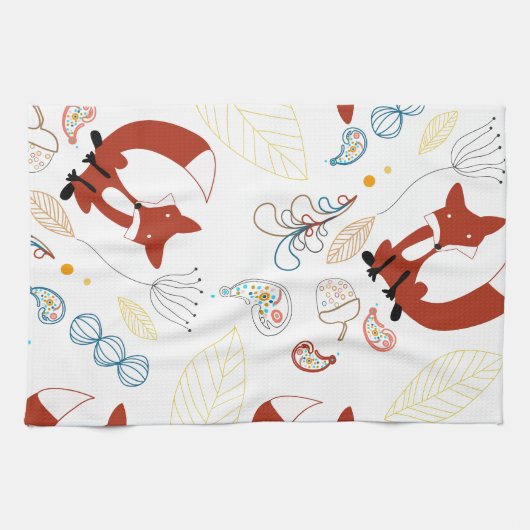 modern bos Dieren Fox Pattern Theedoek (Horizontaal)