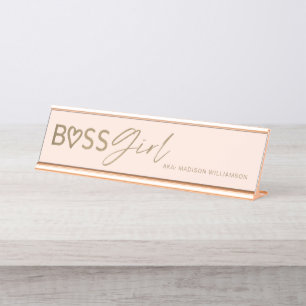 Modern Boss Girl Stylish Blush Pink & Gold Bureau Naambordje