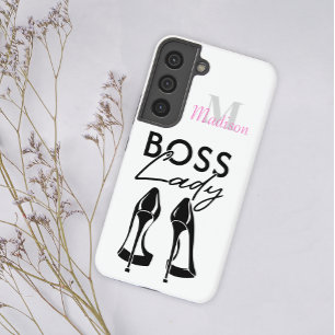 Modern Boss Lady High Heels Monogram Naam toevoege Samsung Galaxy Hoesje
