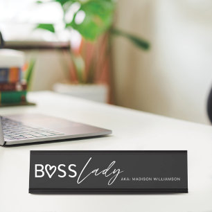 Modern boss Lady Stylish Black & White Bureau Naambordje