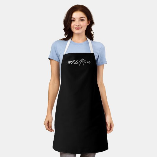 Modern boss Ma Stijlvol penseelscript zwart Schort (Gedragen)