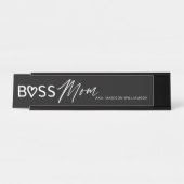 Modern boss mam stijlvol zwart-wit bureau naambordje (Voorkant)