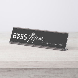 Modern boss mam stijlvol zwart-wit bureau naambordje