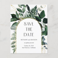 Modern Botanic Greenery QR code bruiloft save date