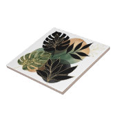 Modern Botanical Abstract Art Black and Gold Leave Tegeltje (Zijkant)
