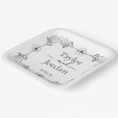 Modern Botanical Border Custom Name Wedding  Papieren Bordje (Gebogen)