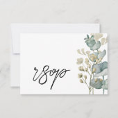 Modern Botanical Eucalyptus Wedding RSVP Card (Voorkant)
