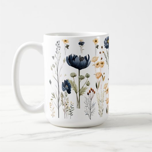 Modern botanical flower mug koffiemok (Links)