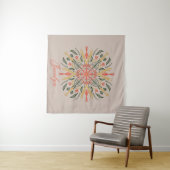 Modern Botanical Greenery Boho Oranje Mandala Name Wandkleed (In Situ (horizontaal))