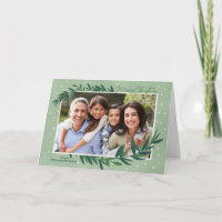 Modern Botanical Greenery Photo Merry Kerstmis