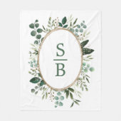 Modern Botanical Greenery Wedding Initiaal Monogra Fleece Deken (Voorkant)