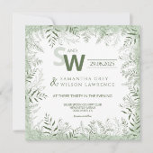 Modern Botanical Greenery Wedding Invitation (Devant)