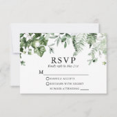 Modern Botanical Ivy Ferns Sage Green Wedding RSVP Kaartje (Voorkant)
