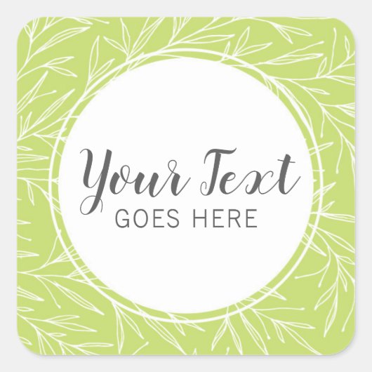 Modern Botanical Leaf Branches Greenery minimalist Vierkante Sticker (Voorkant)