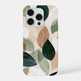 Modern Botanical Leaf Phone Case – Earth Tone iPhone 15 Pro Hoesje