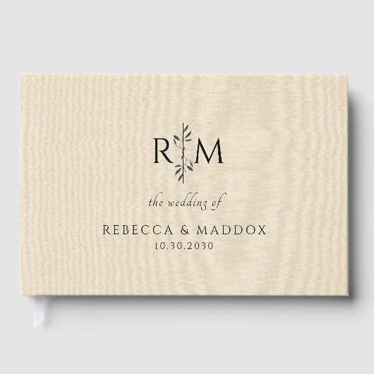 Modern Botanical Monogram Ivory Wedding  Gastenboek (Voorkant)
