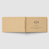 Modern Botanical Monogram Tan Wedding Gastenboek (Volledig)