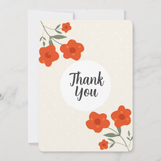 Modern Botanical orange floral thank you card  Kaart