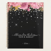 Modern Botanical Pink Floral Diamonds Glitter Planner (Voorkant)
