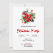 Modern Botanical Red Poinsettia Dinner Invitation (Devant)
