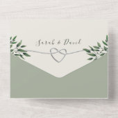 Modern Botanical Sage Green Wedding All In One Uitnodiging (Achterkant)