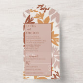 Modern Botanical Terracotta Wedding All In One Uitnodiging (Binnen)