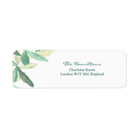 Modern Botanical Wedding Return Address Label (Voorkant)