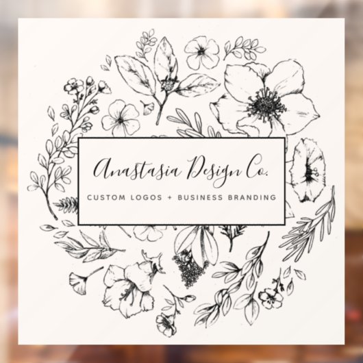 Modern Botanisch Blush Roze en Zwart Script Raamsticker (Vel 2)