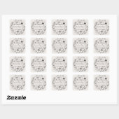 Modern Botanisch Blush Roze en Zwart Script Vierkante Sticker (Vel)