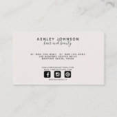 Modern Botanisch Blush Roze en Zwart Script Visitekaartje (Achterkant)