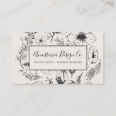 Modern Botanisch Blush Roze en Zwart Script Visitekaartje (Voorkant)