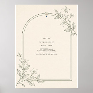 Modern Botanisch Boog Huwelijks Welkomstbord Poster