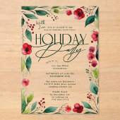 Modern Botanisch Custom Christmas Holiday Party Acryl Uitnodigingen (Voorkant)