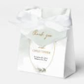 Modern botanisch groen blad goud ovaal bedankdoosjes (Voorkant Zijde)