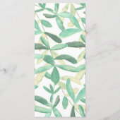Modern Botanisch groen bruiloft Menu (Achterkant)