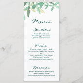 Modern Botanisch groen bruiloft Menu (Voorkant)