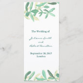 Modern Botanisch Groen Huwelijksceremonie Programm Programma (Voorkant)