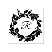 Modern Botanisch krans Monogram Initiaal Rubberstempel (Afrduk)